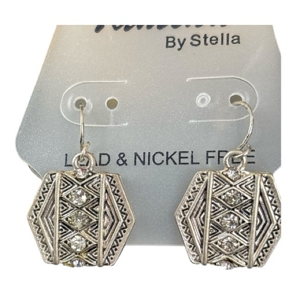 Tamina by Stella Silver Geometric Drop Earrings | New | Nickel Free - Picture 4 of 4